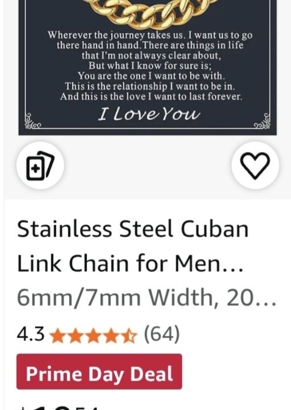 Stainless Steel Cuban Link Chain for Men - Gold Tone